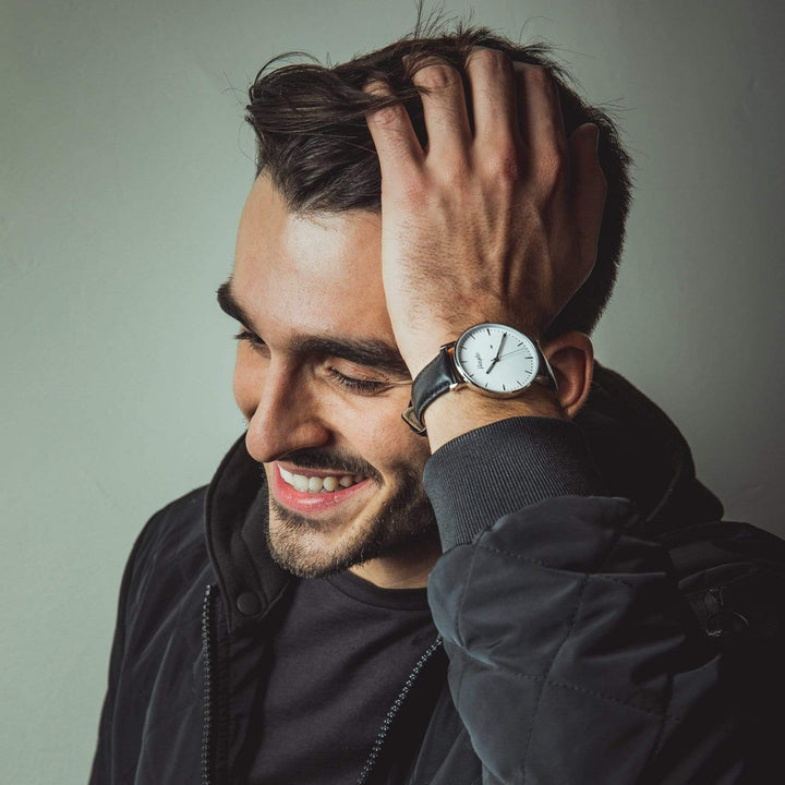 Haydn Cuir Montre Joseph en cuir noir