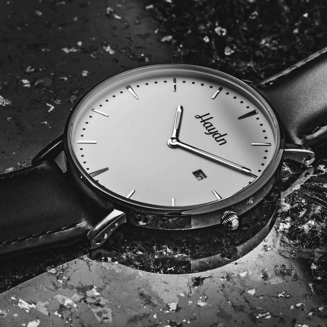 Haydn Cuir Montre Joseph en cuir noir