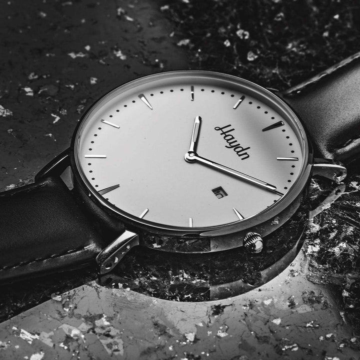 Haydn Cuir Montre Joseph en cuir noir