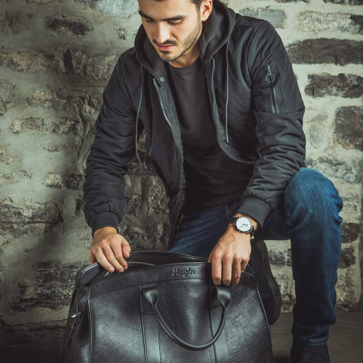 Haydn Cuir Montre Joseph en cuir noir