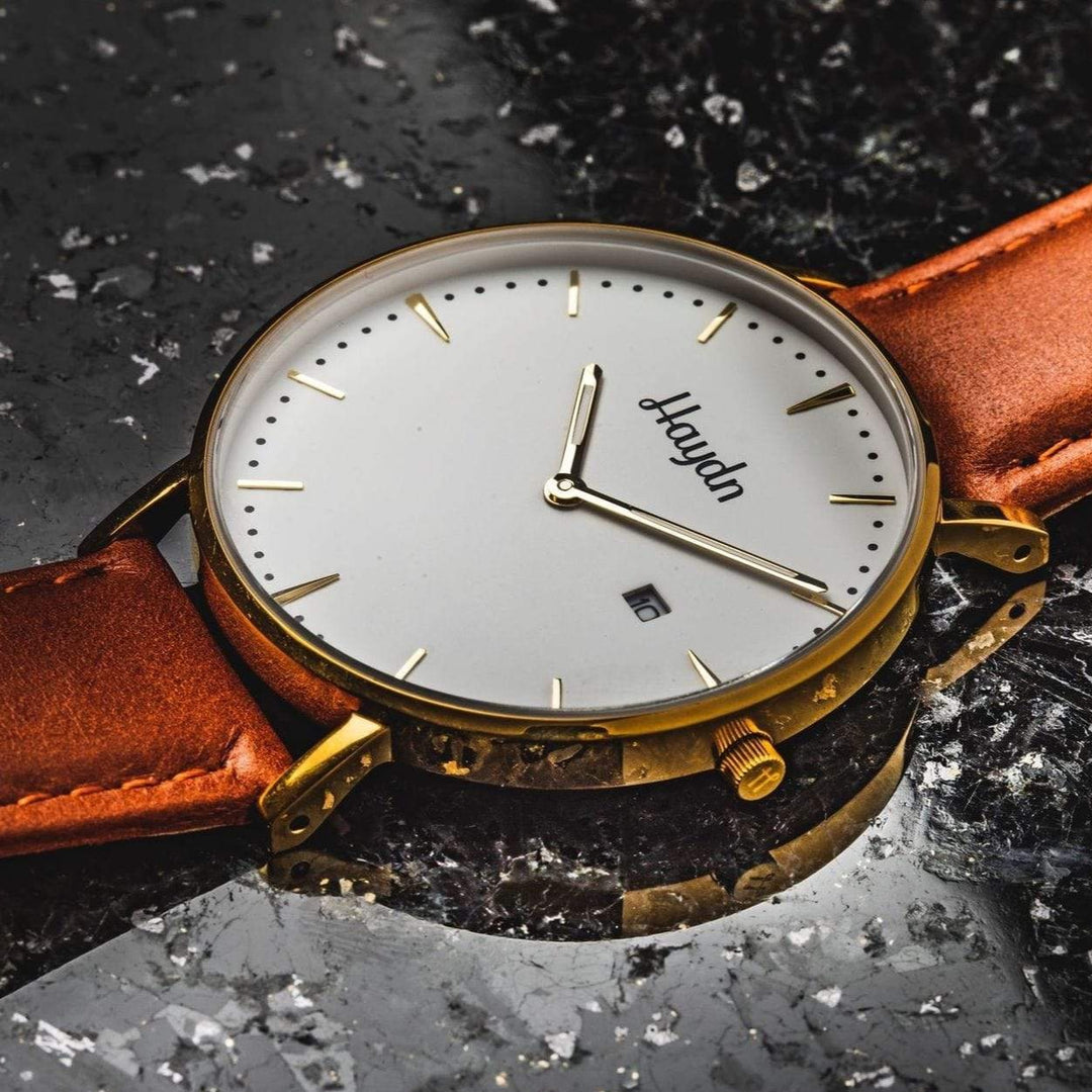 Haydn Cuir Montre Joseph en cuir tan