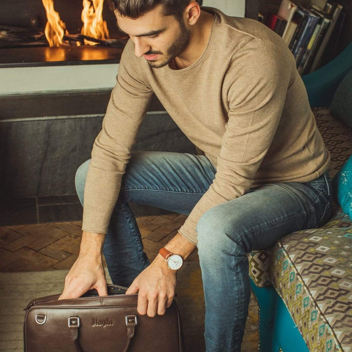 Haydn Cuir Montre Joseph en cuir tan