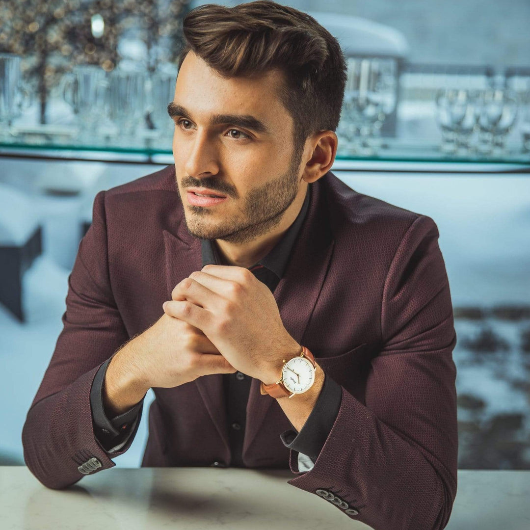 Haydn Cuir Montre Joseph en cuir tan