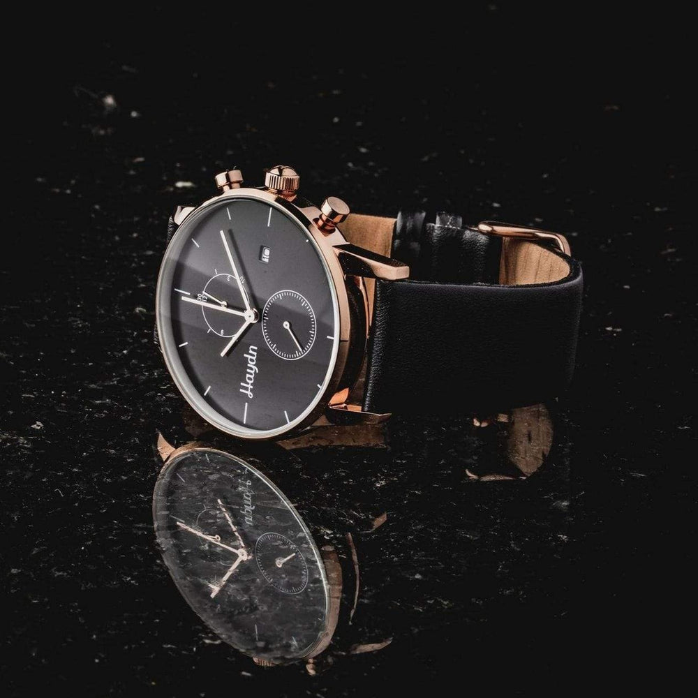 Haydn Montre chrono Milly en cuir noir