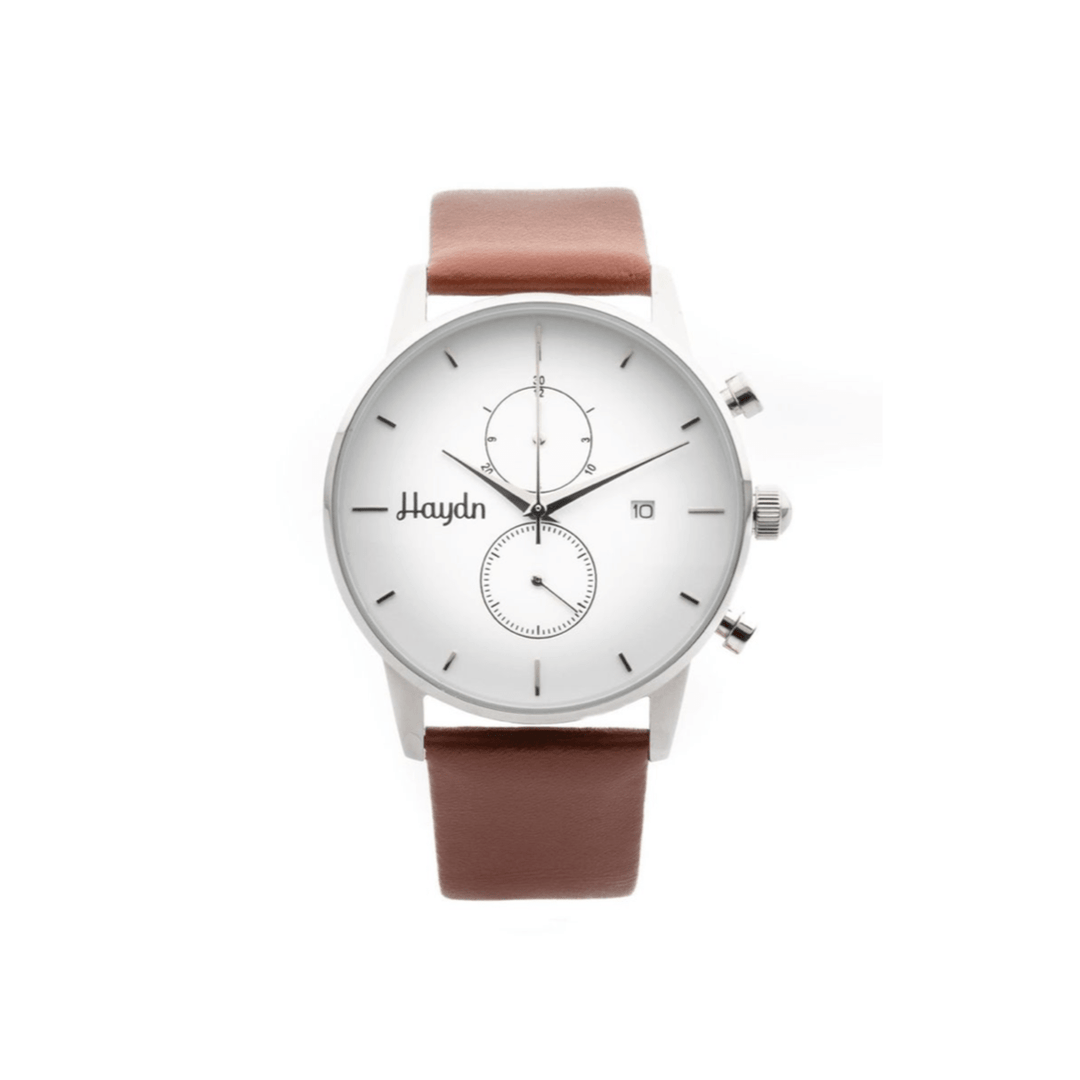Haydn Montre chrono William en cuir tan