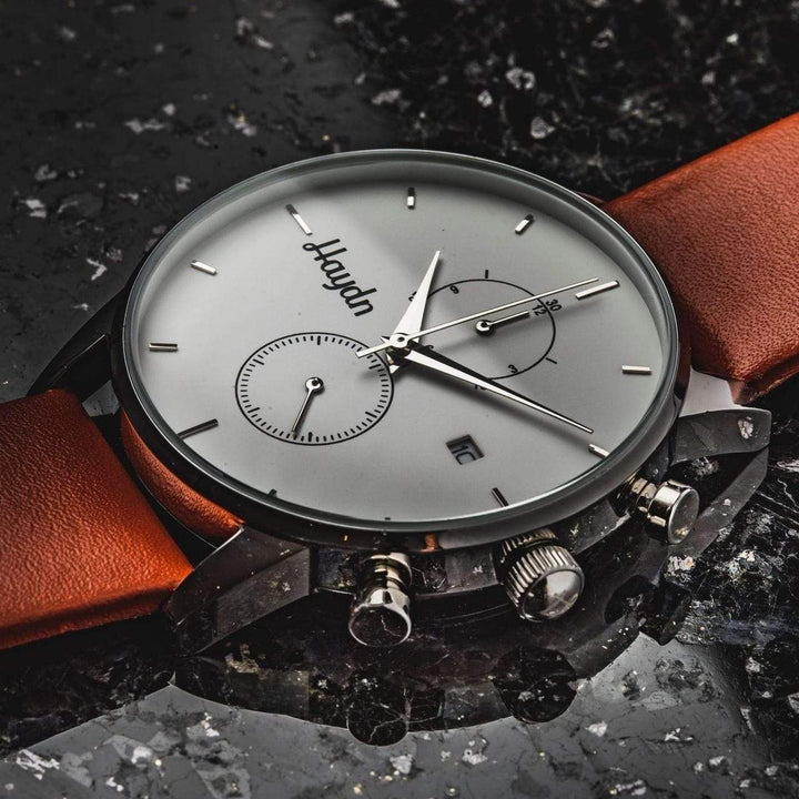 Haydn Montre chrono William en cuir tan