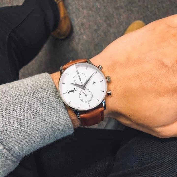 Haydn Montre chrono William en cuir tan