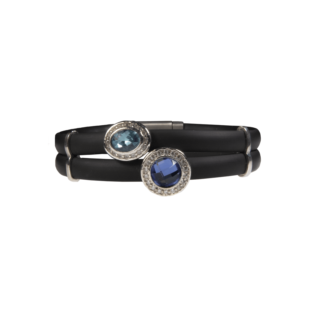 Luca Lorenzini Néoprène / 7 pouces Bracelet de néoprène et argent 925 plaqué rhodium