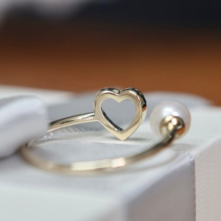 Mathieu Blanchard Bague Coeur en or 10K, perle et moissanites