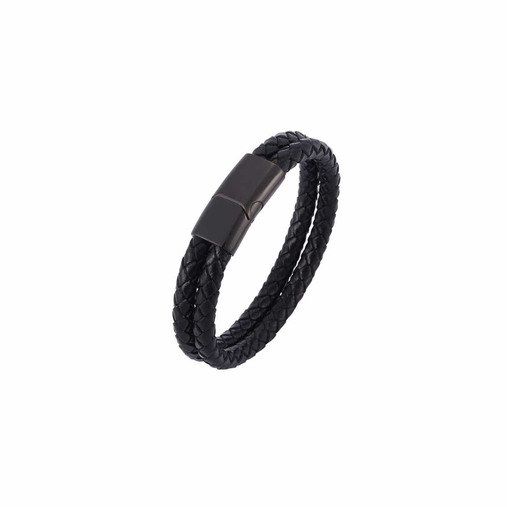Mathieu Blanchard Bracelet Bracelet La Force en cuir tressé double et acier