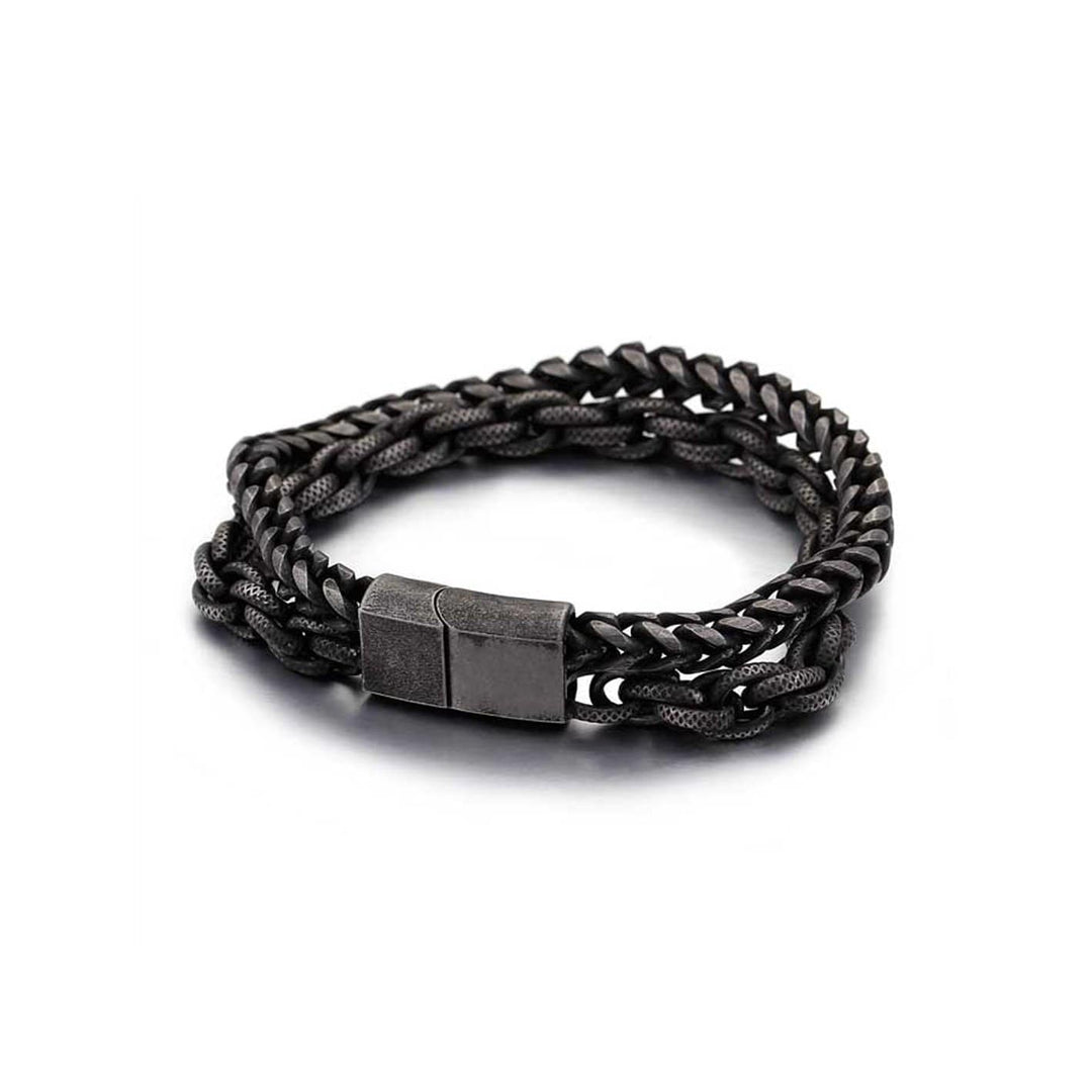 Mathieu Blanchard Bracelet Noir antique / 7.5 pouces Bracelet Le Robuste double en acier