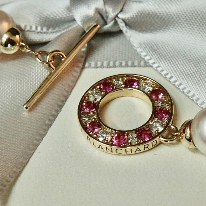 Mathieu Blanchard Colliers Or 14K / 18 pouces Collier perles d'eau douce en or 14K serti de tourmalines et diamants
