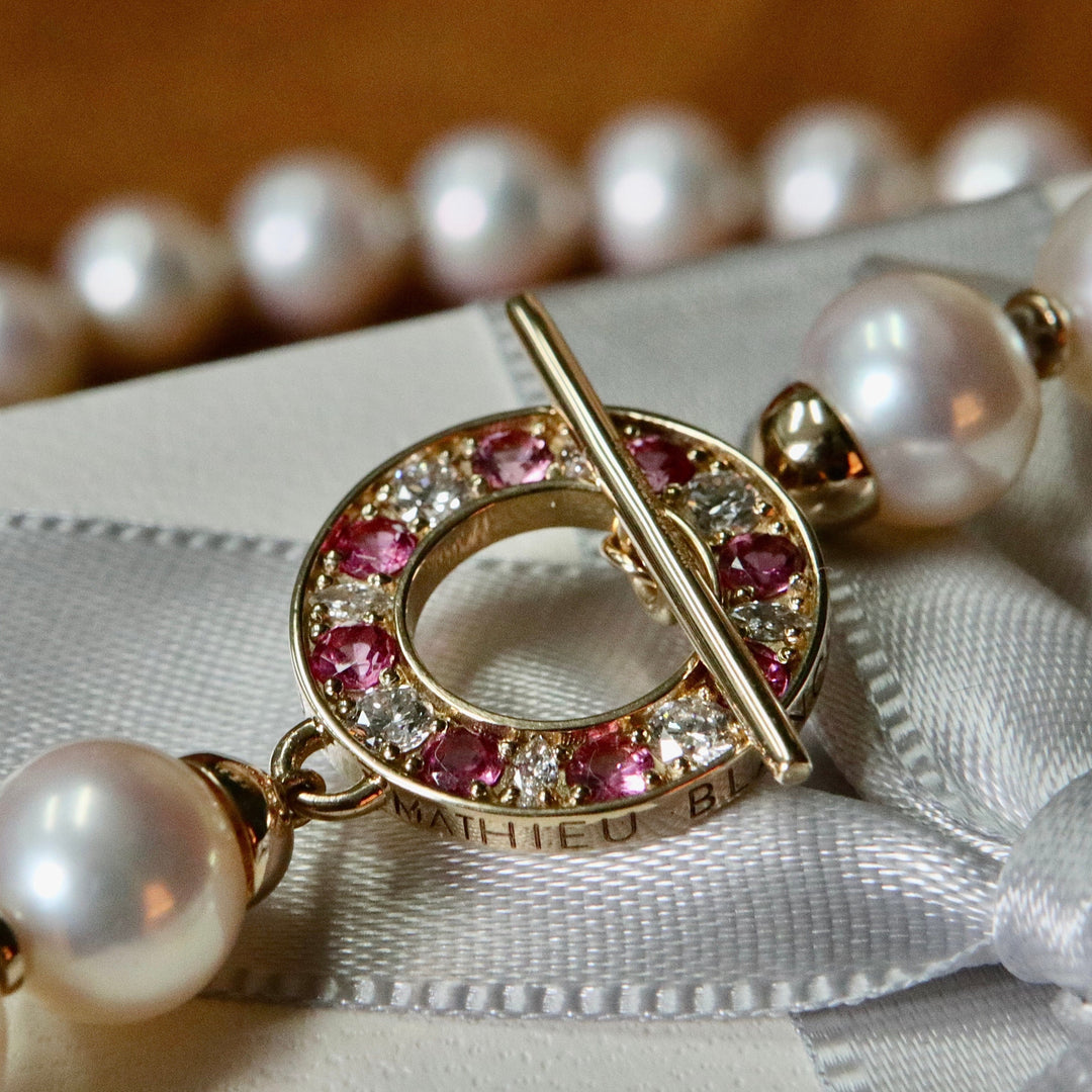 Mathieu Blanchard Colliers Or 14K / 18 pouces Collier perles d'eau douce en or 14K serti de tourmalines et diamants