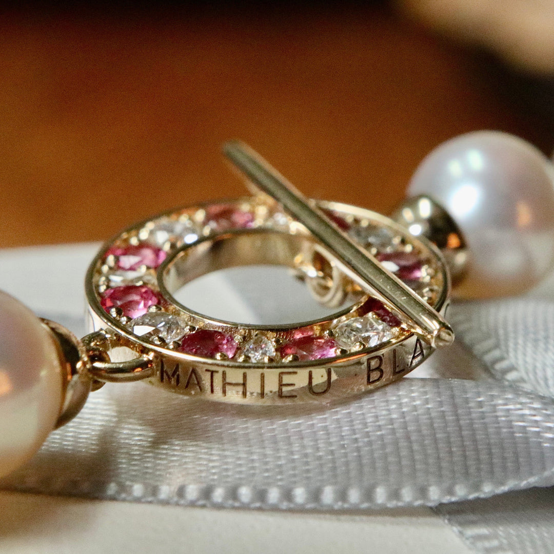 Mathieu Blanchard Colliers Or 14K / 18 pouces Collier perles d'eau douce en or 14K serti de tourmalines et diamants