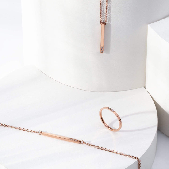 Mia Bijoux Pendants Collier Barre Pur et CZ en acier