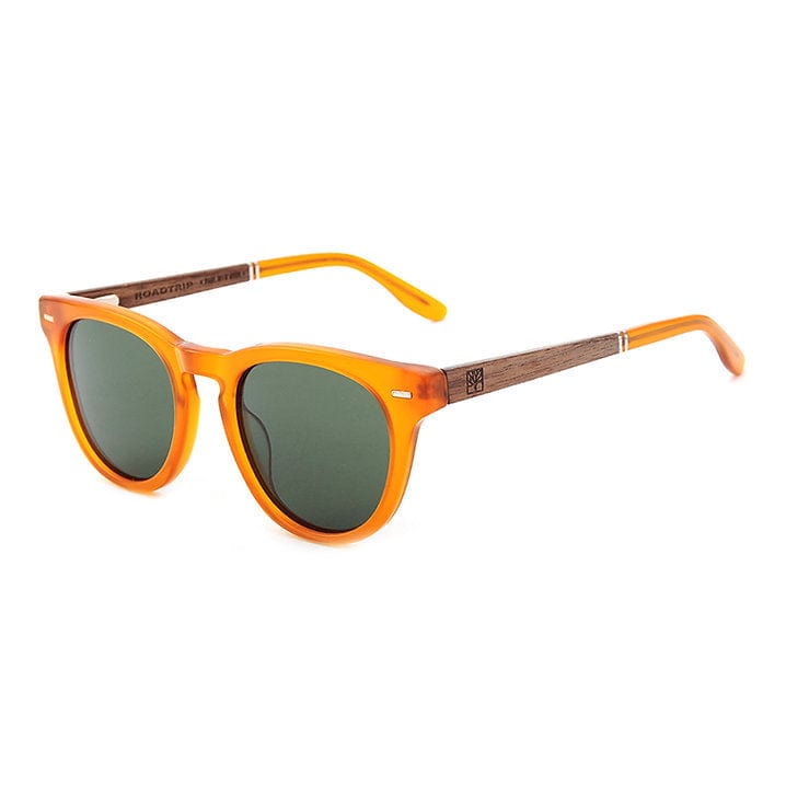 Roadtripmadewood Lunettes de soleil Lunette de soleil Campfire orange en bois