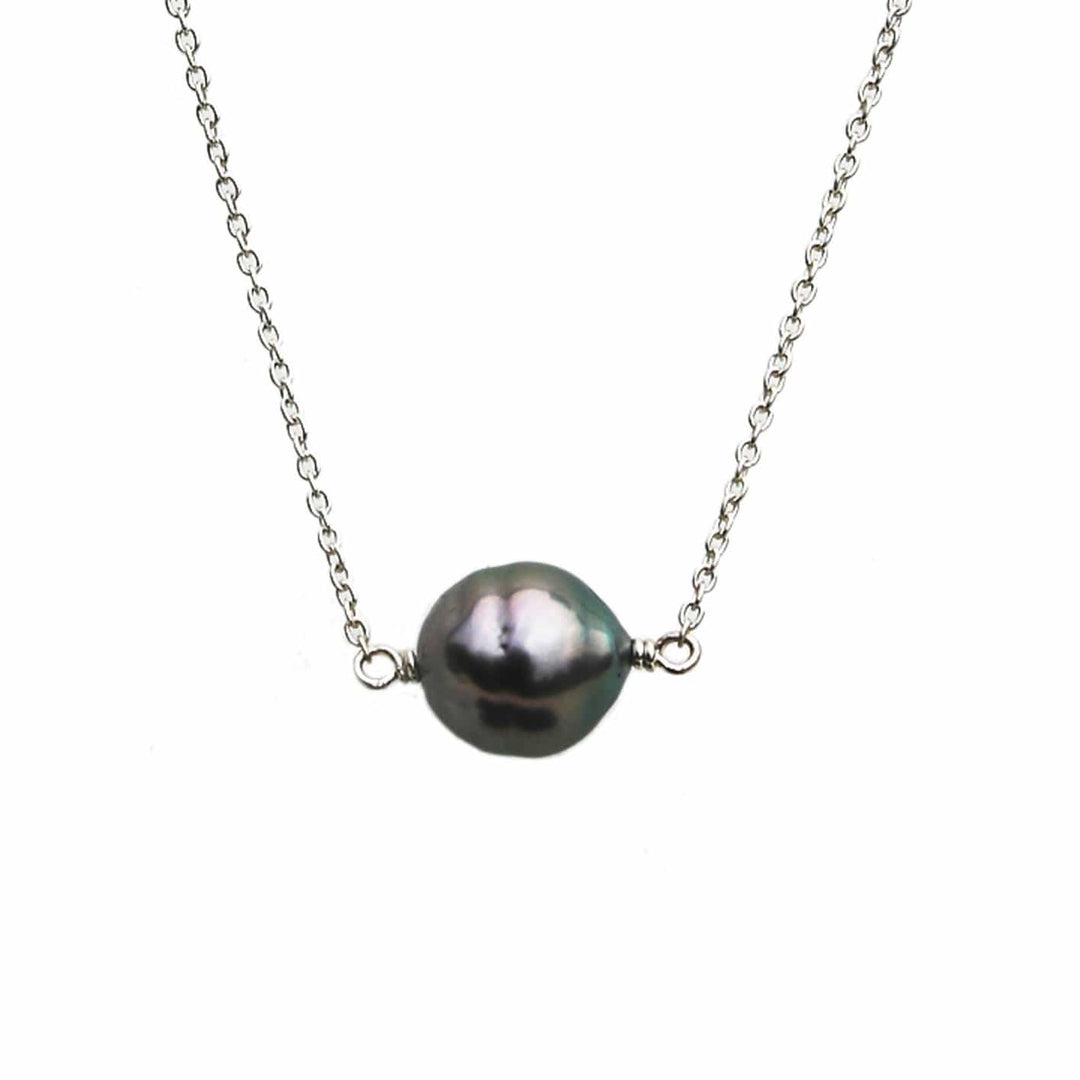 Tereva Colas Colliers Collier en argent sterling et perle de Tahiti 9mm