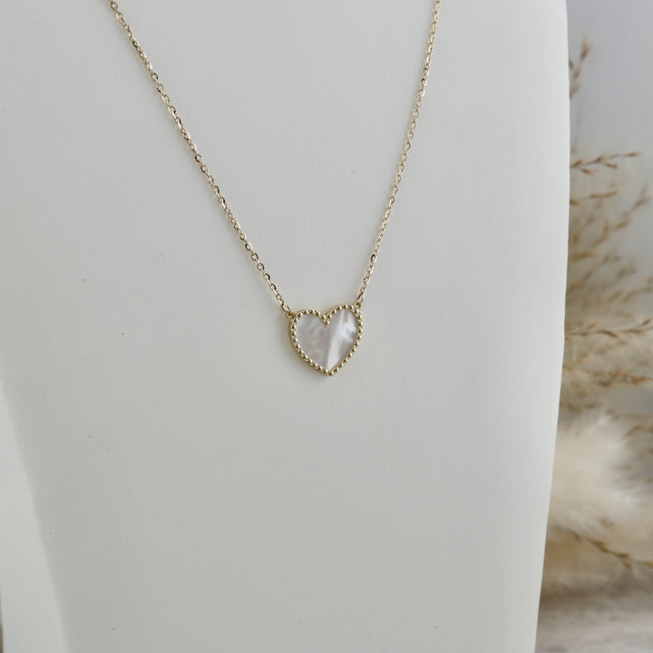 Heart 10K Gold and Mother Of Pearl Necklace