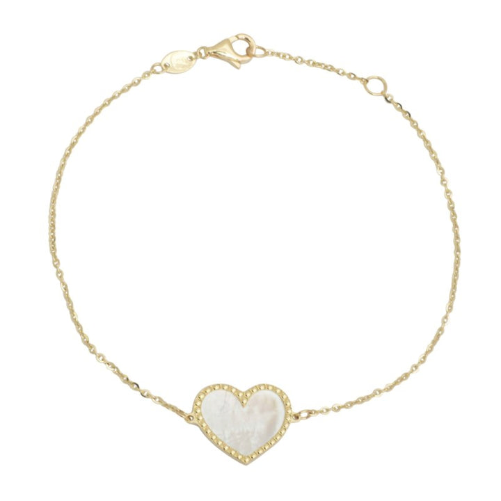 Heart 10K Gold and Mother Of Pearl Bracelet