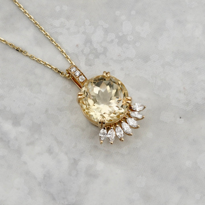 Collier Rayons en or 14K, diamants et citrine