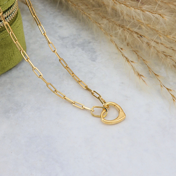 Collier Paperclip Coeur en or 10K
