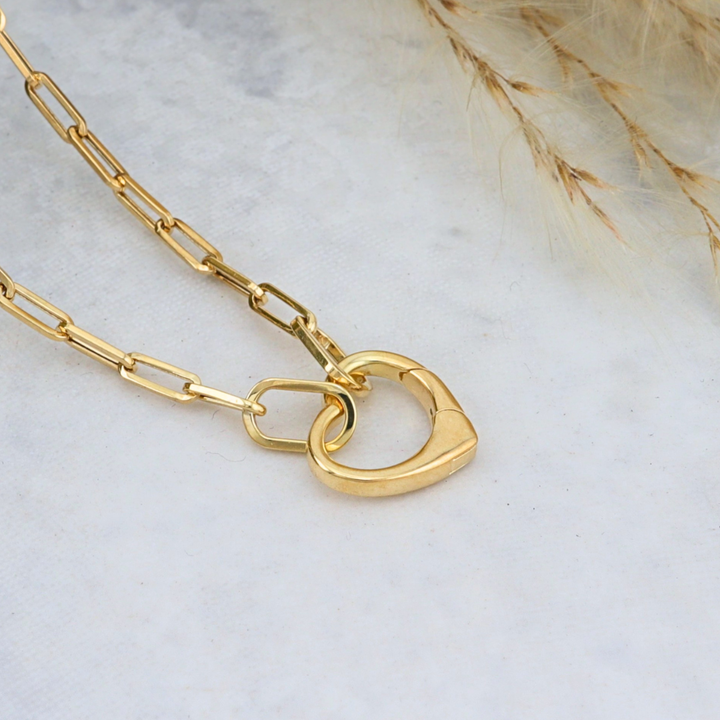 Collier Paperclip Coeur en or 10K
