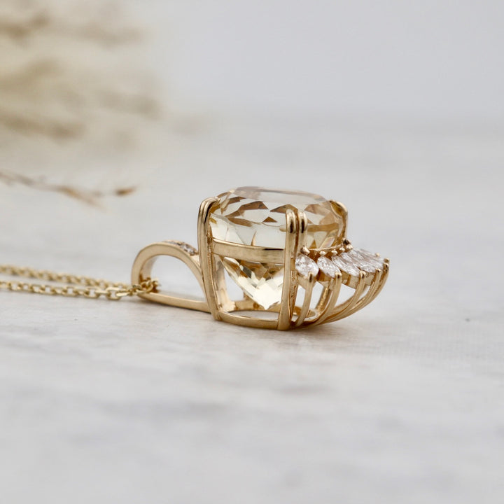 Collier Rayons en or 14K, diamants et citrine