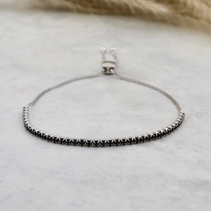 Black Tennis Sterling Silver Bracelet