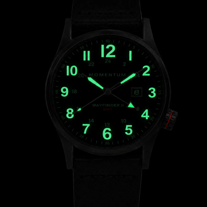 Momentum Wayfinder II GMT- Black Dial Watch Bundle with Travel Case