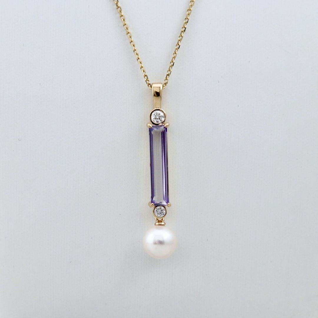 Nerida 14K Gold, Diamonds, Pearl and Amethyst Necklace