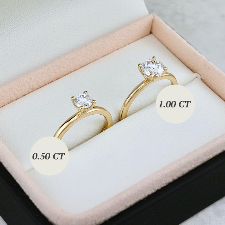 Classic 14K Gold and Round 0.5 - 1 ct Diamond