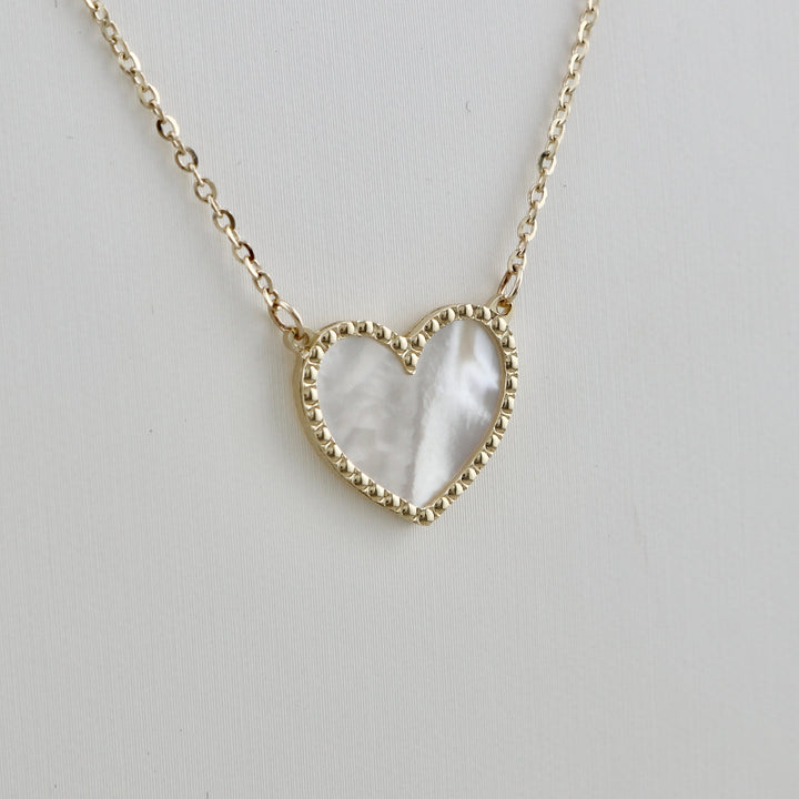 Heart 10K Gold and Mother Of Pearl Necklace