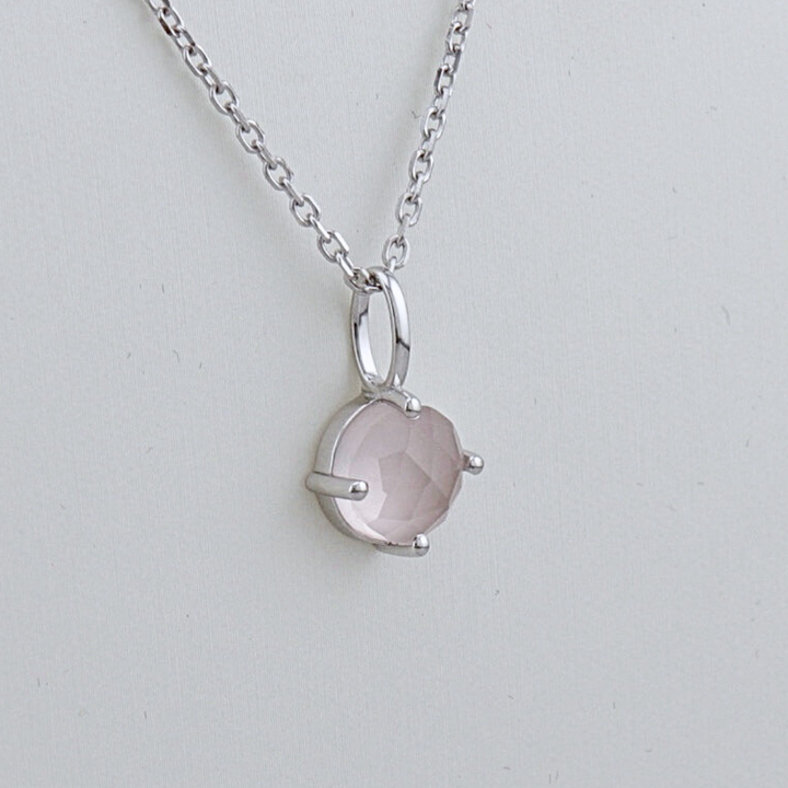 Collier en argent sterling et Quartz rose