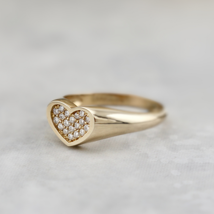 Pave Heart 14K - 18K and Diamonds Gold Ring