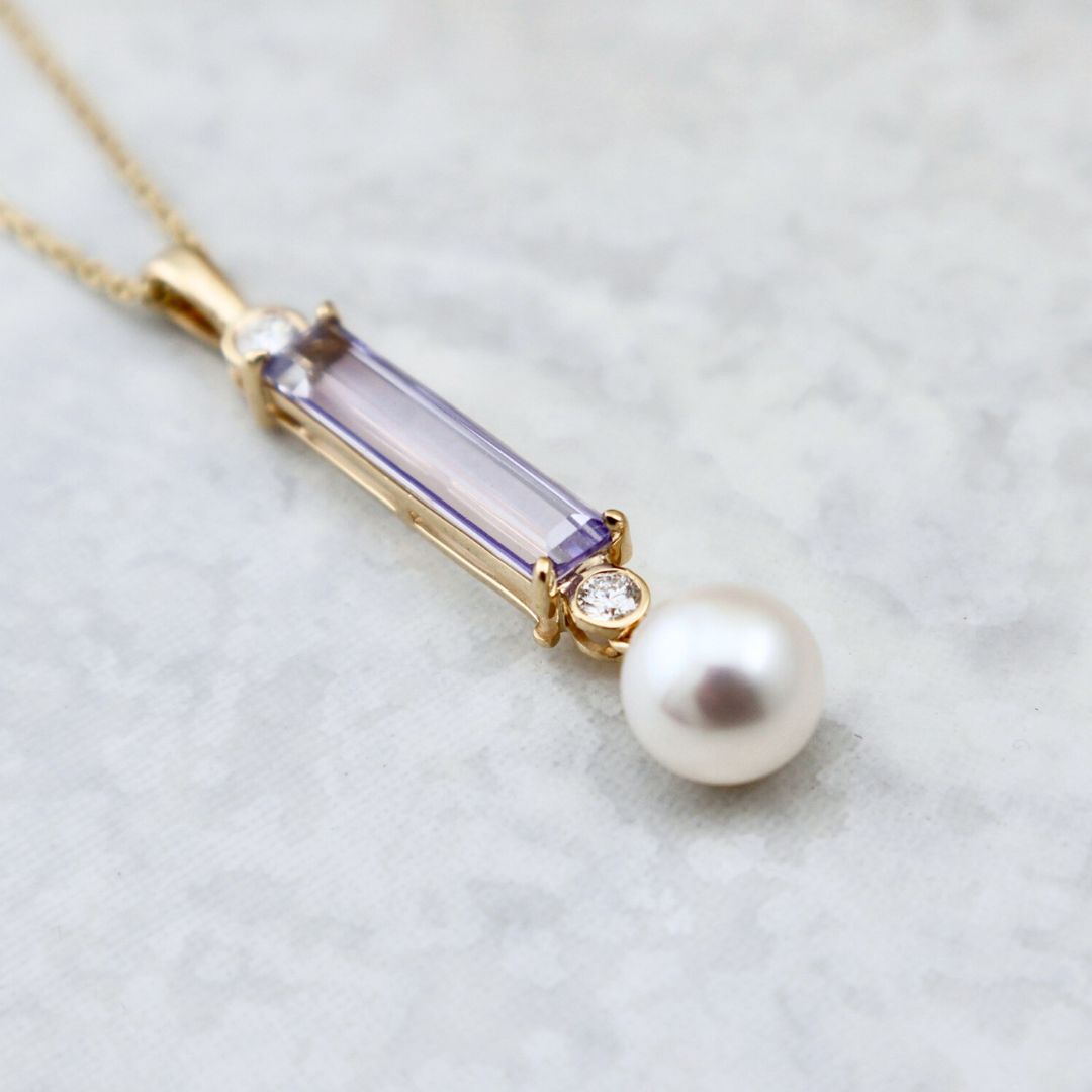 Nerida 14K Gold, Diamonds, Pearl and Amethyst Necklace