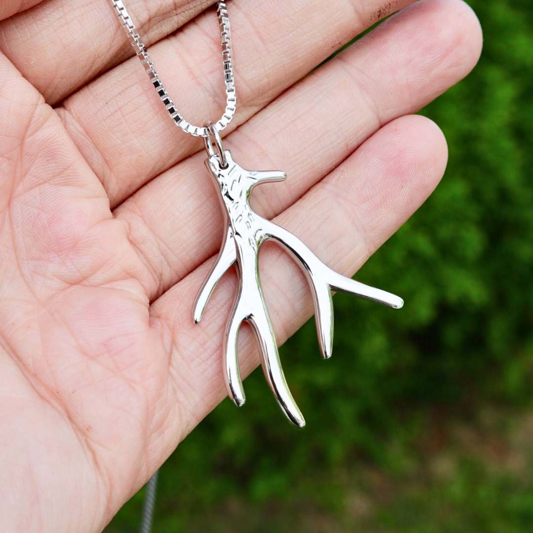 Deer antlers Sterling Silver Necklace