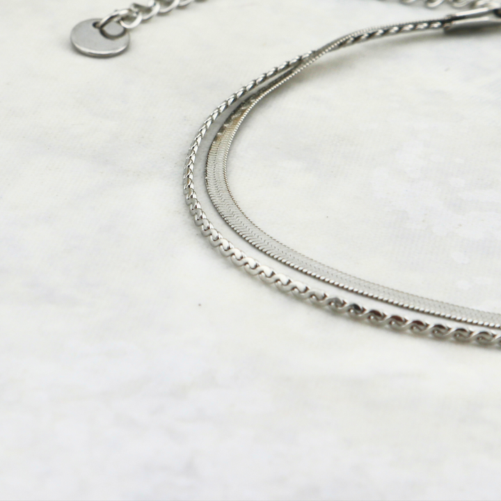 Bracelet de cheville double en acier