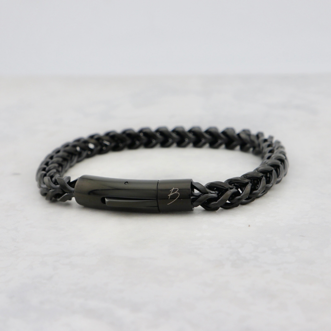 Stone leather bracelet, steel and tiger eye