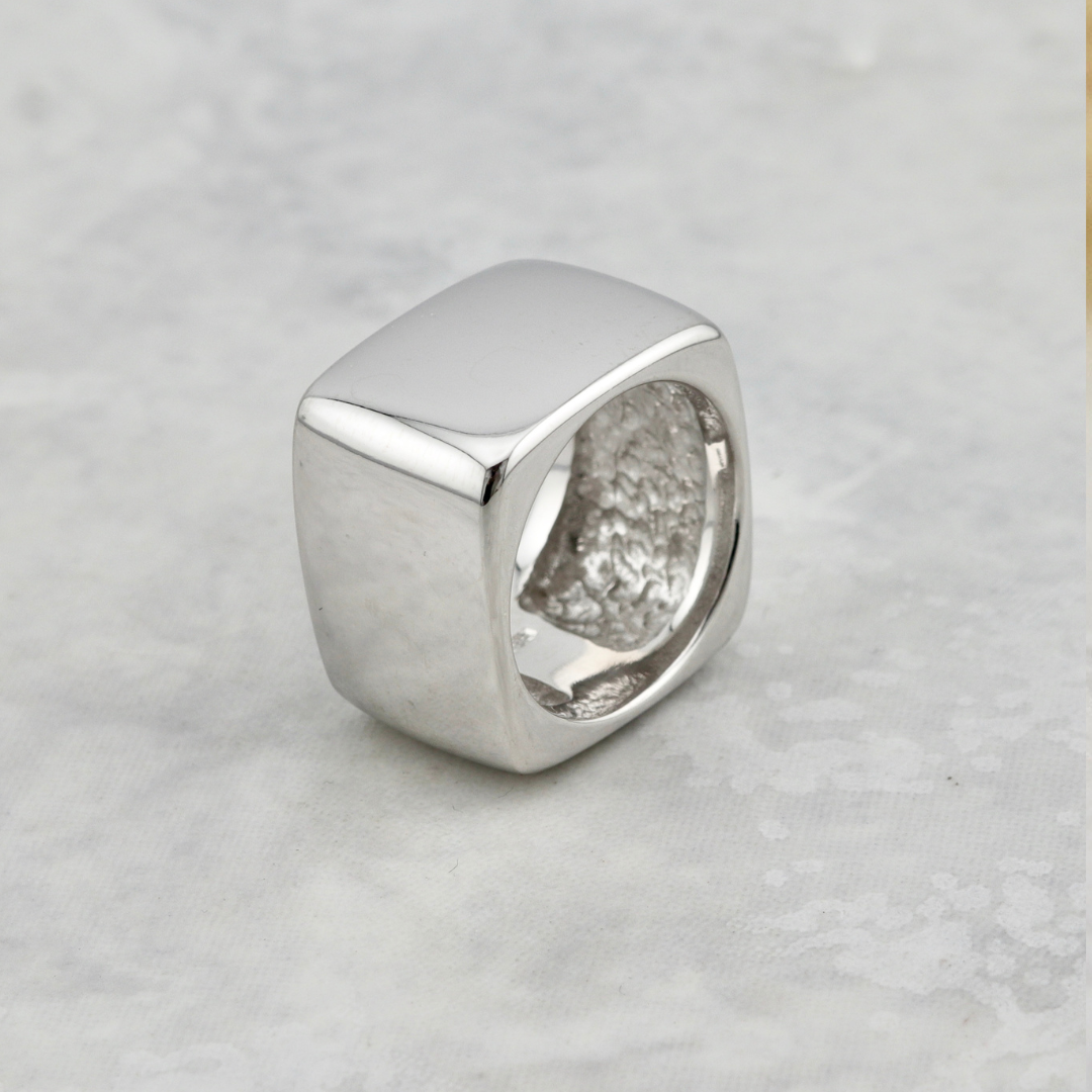 Rhodium plated silver ring