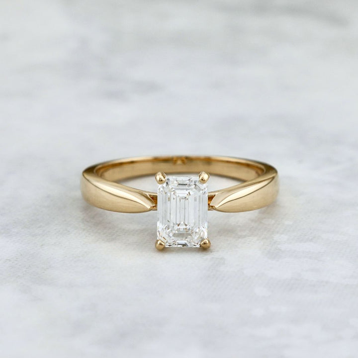 Bague solitaire Émeraude en or 14K - 18K et diamant 1 ct