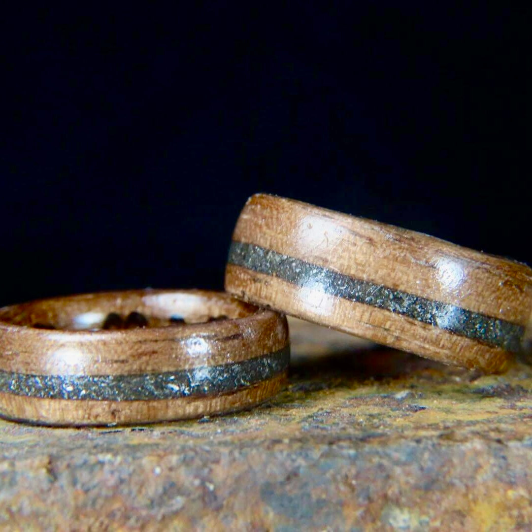 Wood and Dust Meteorite Sterling Silver Custom Ring