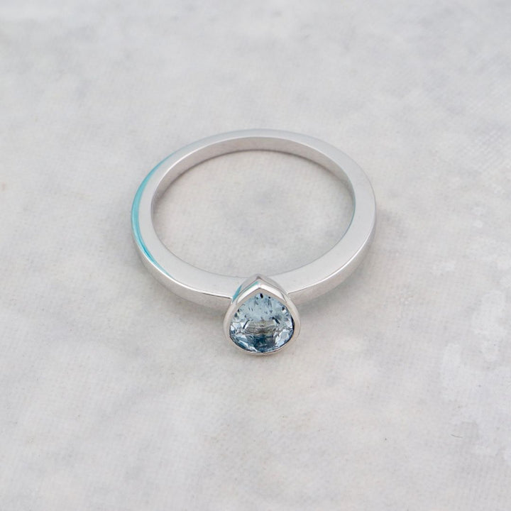 Bague Poire en or 14K  - 18K et aigue-marine