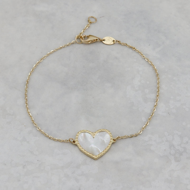 Heart 10K Gold and Mother Of Pearl Bracelet