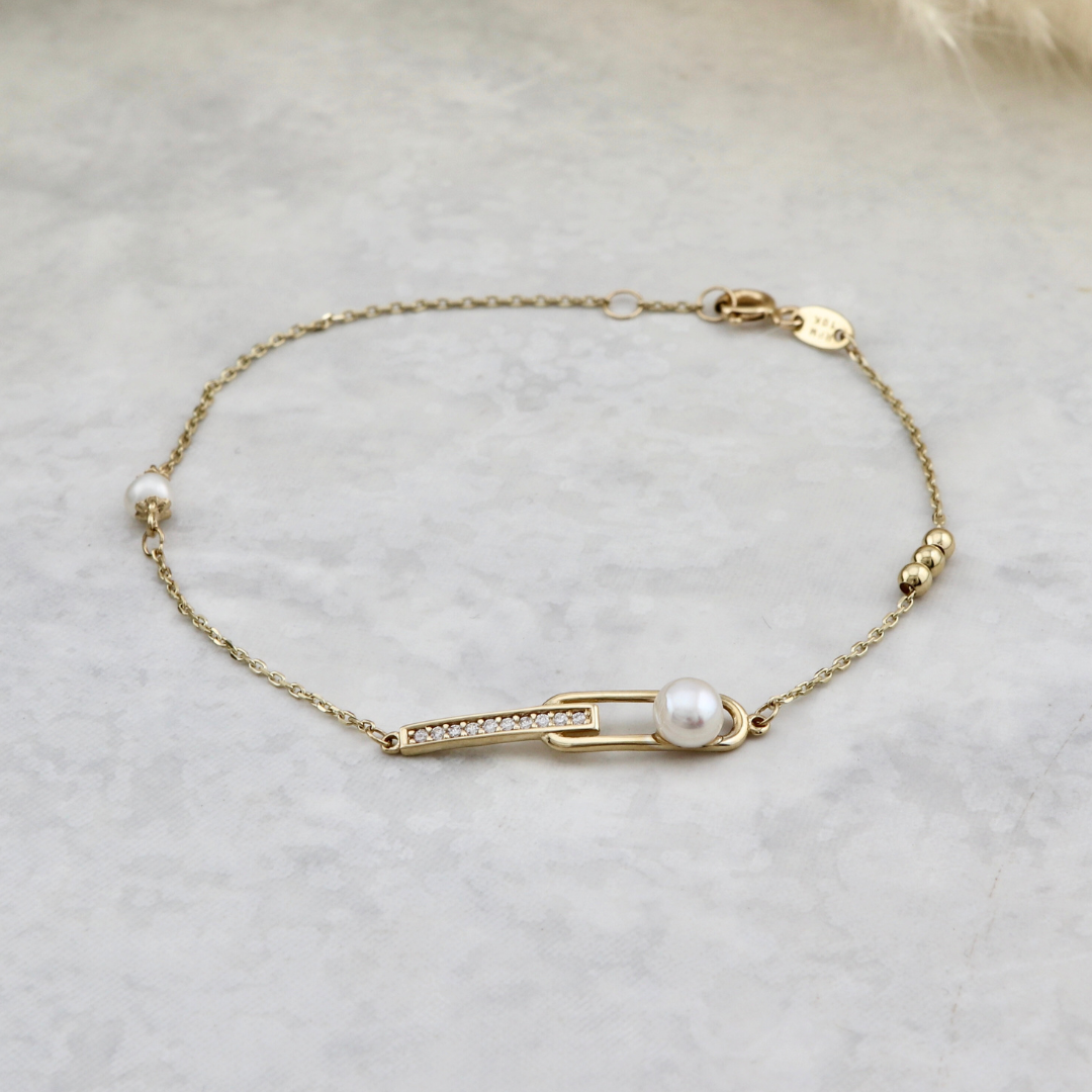 Pearl 10K Gold Bracelet