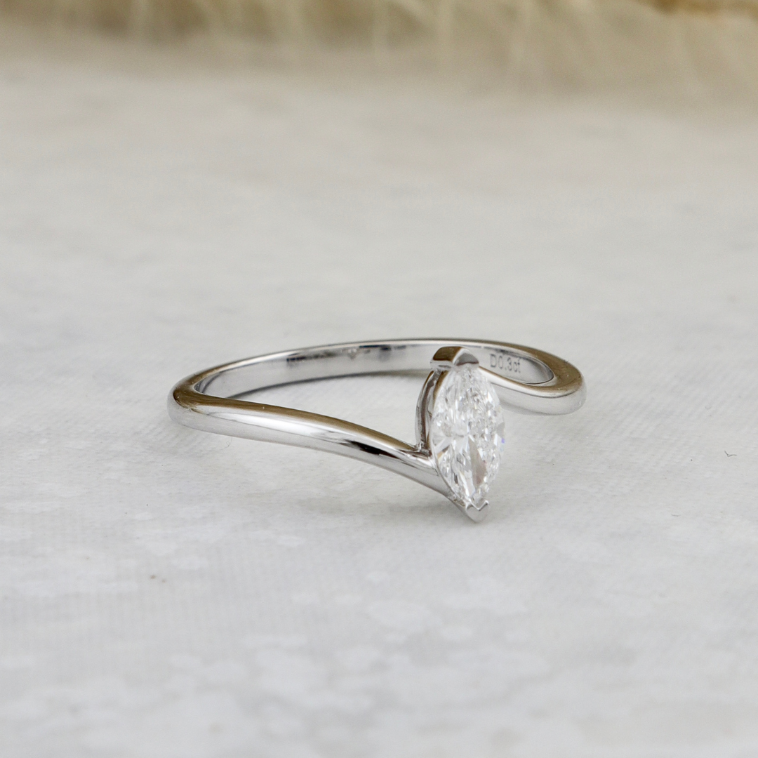 Marquise 14K Gold and Diamond Ring