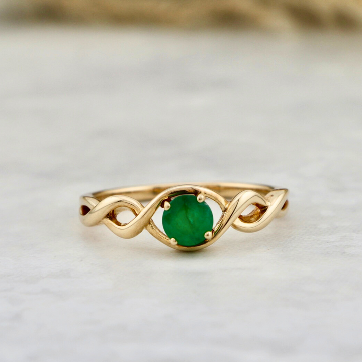 Twist 10K Gold and Emerald Ring