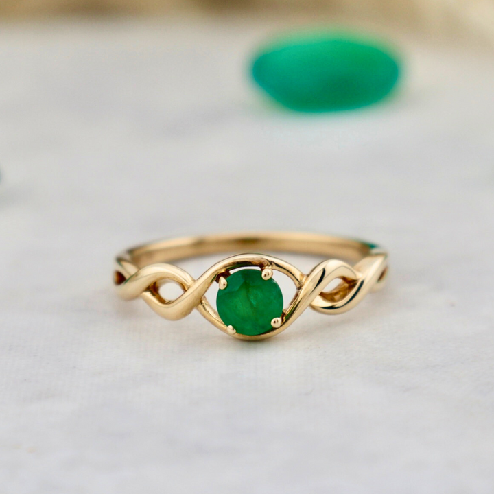 Twist 10K Gold and Emerald Ring