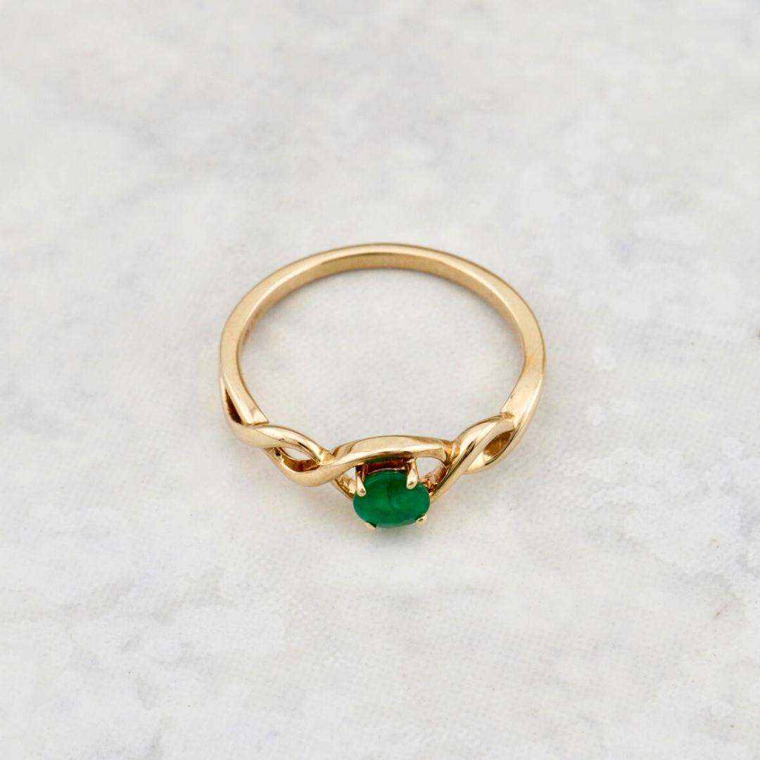 Twist 10K Gold and Emerald Ring