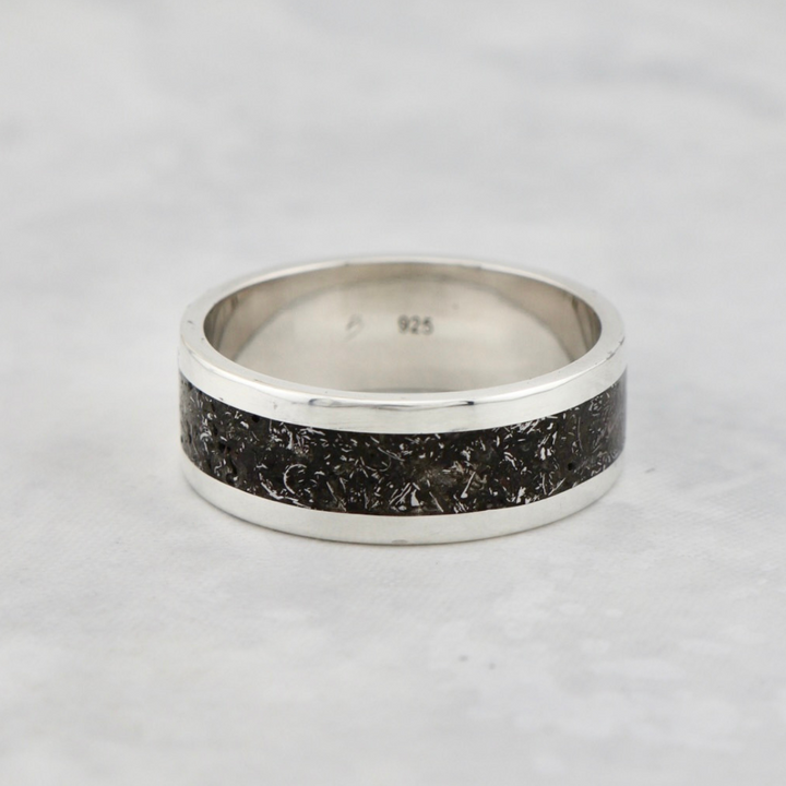 Meteorite Sterling Silver, 14K - 18K Gold Ring