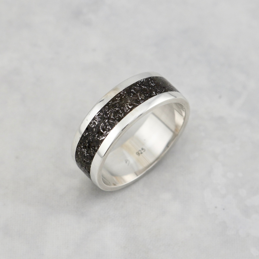 Meteorite Sterling Silver, 14K - 18K Gold Ring